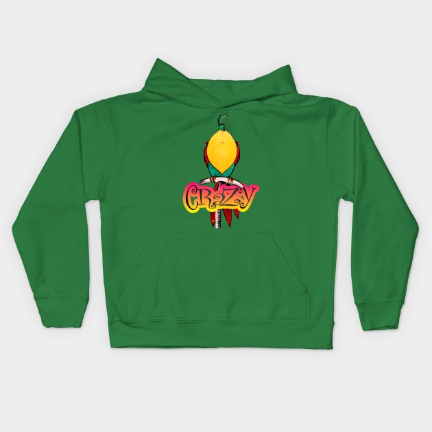 Crazy Bird Kids Hoodie by RobertBretonArt